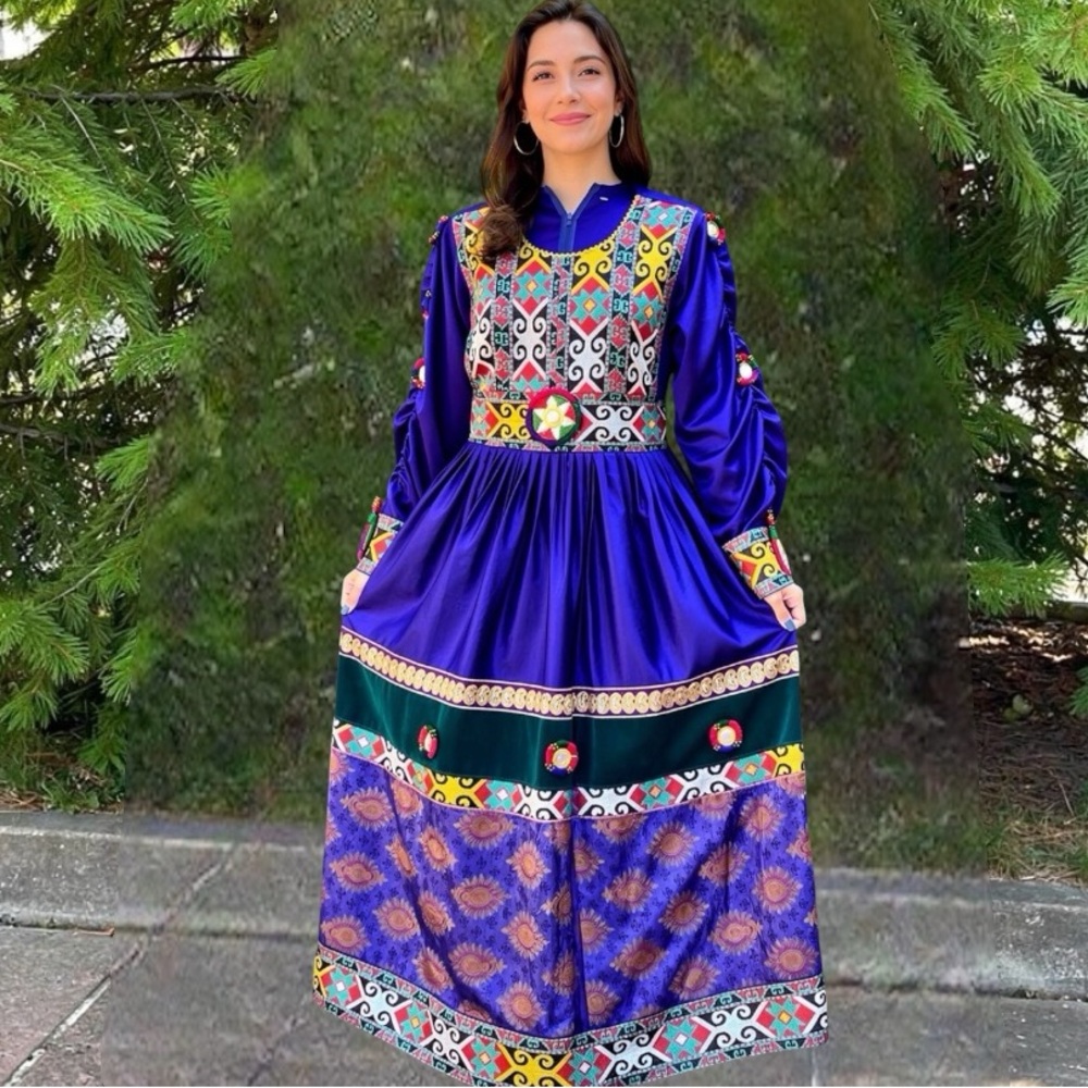Traditional Embroidered Afghan Maxi Dress size M